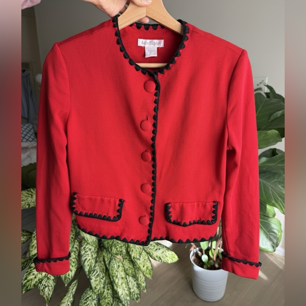 Vintage Ann Taylor Red Knit Blazer 90s Women Size S